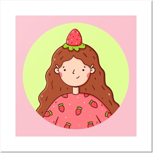 Cute strawberry girl Posters and Art